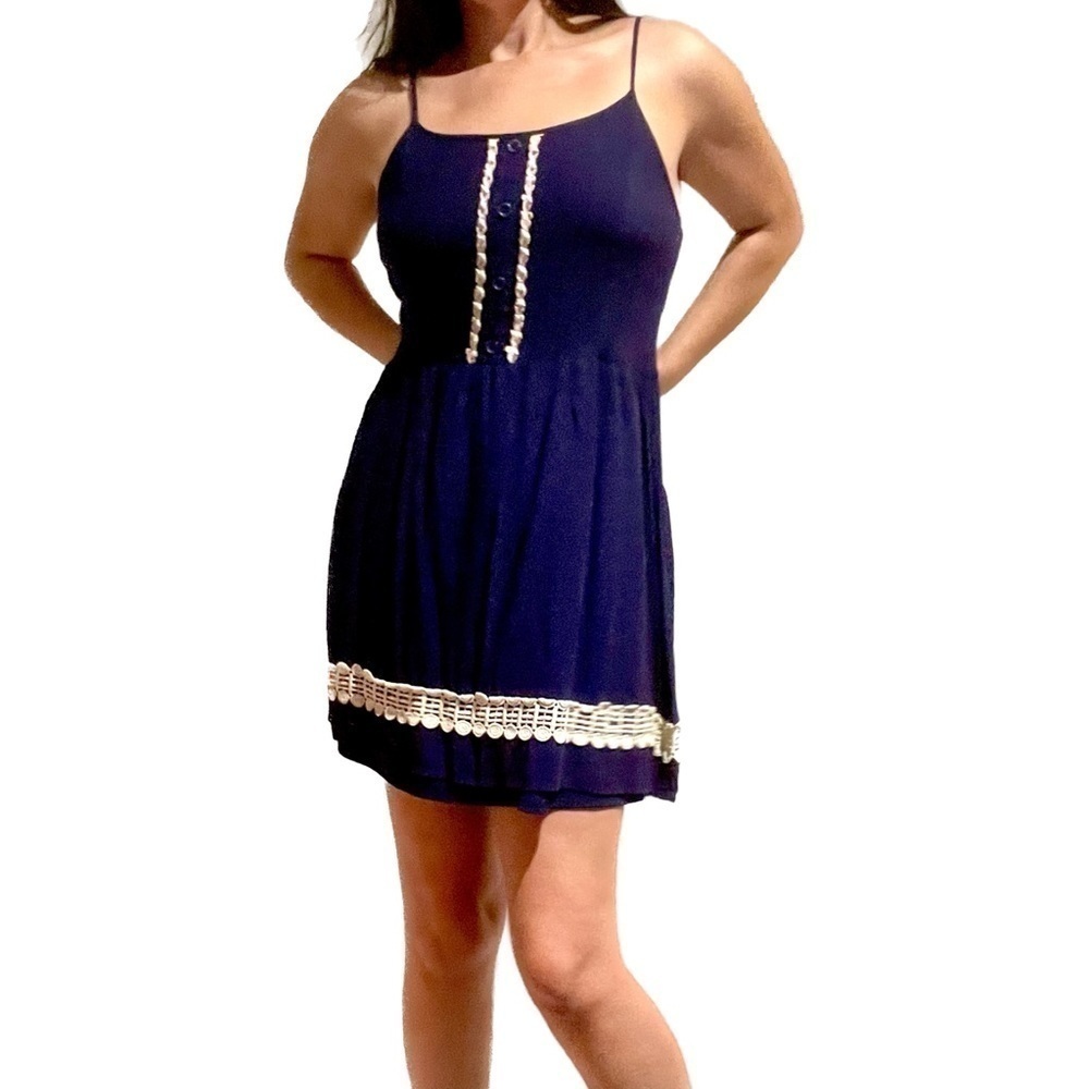 Papaya - Retro Style Blue dress with cream lace